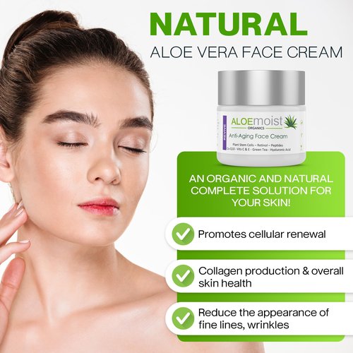 Advanced Retinol Cream for Face: Aloemoist Revive Anti Aging Face Cream for Women & Men Topical Retinoid Wrinkle Repair Day/Night Moisturizer, Organic Retinol Facial Moisturizer for Aging Skin,2 Pack