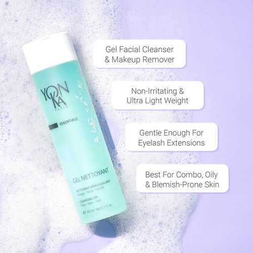 Yon-Ka Gel Nettoyant, Lotion PNG Facial Set | Gentle Foaming Face Wash and Daily Face Mist to Balance Skins pH | for Acne Prone and Oily Skin | Set of 2, 6.76 fl oz and 6.8 fl oz