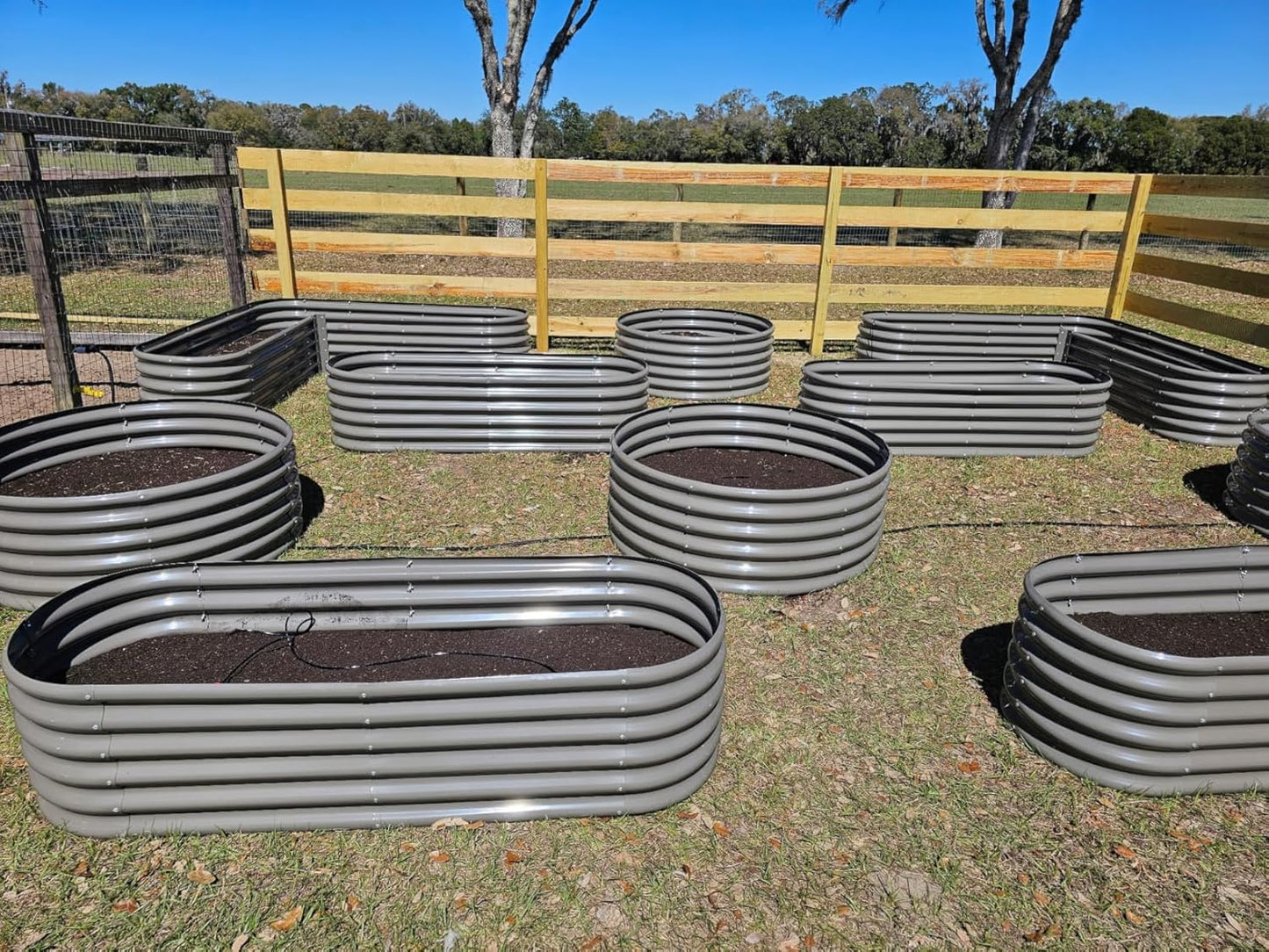 A ANLEOLIFE 33-Pack Deep Root Galvanized Raised Garden Beds Outdoor for Planting Vegetables Flowers Herb, Quartz Grey