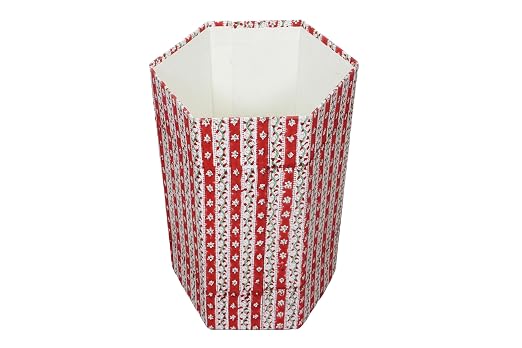 Generic 3.3 Gallon Cotton Hand Block Printed Paper Waste Basket |Small Decorative Trash Can for Housewarming Gifts in Living Room, Bedroom, Bathroom | Eco-Friendly, Plastic-Free (1, RED White)