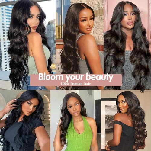 DSMOW 26 Inch 5x5 HD Lace Closure Wigs Human Hair Wear and Go Glueless Wigs Human Hair Pre Plucked Pre Cut for Beginners Body Wave Lace Front Wigs for Women 180% Density Natural Black