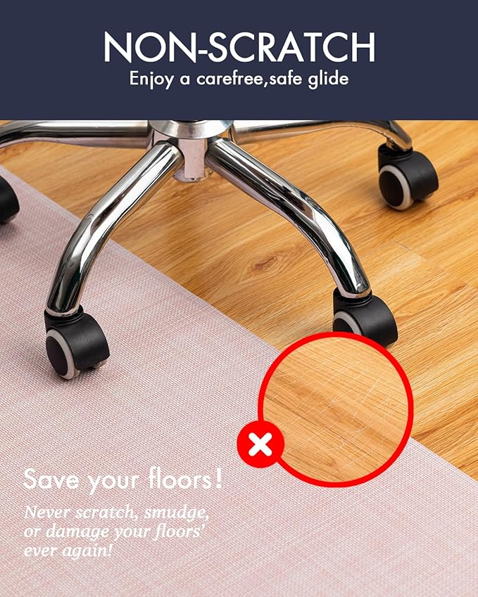 BARoyal Office Chair Mat for Hardwood Floor Under Desk Computer Rolling Chair Mat for Wood/Tile Floor Non-Slip Heavy Duty Desk Rug PVC Plastic Hard Floor Protector 36" x 48"(Blush)