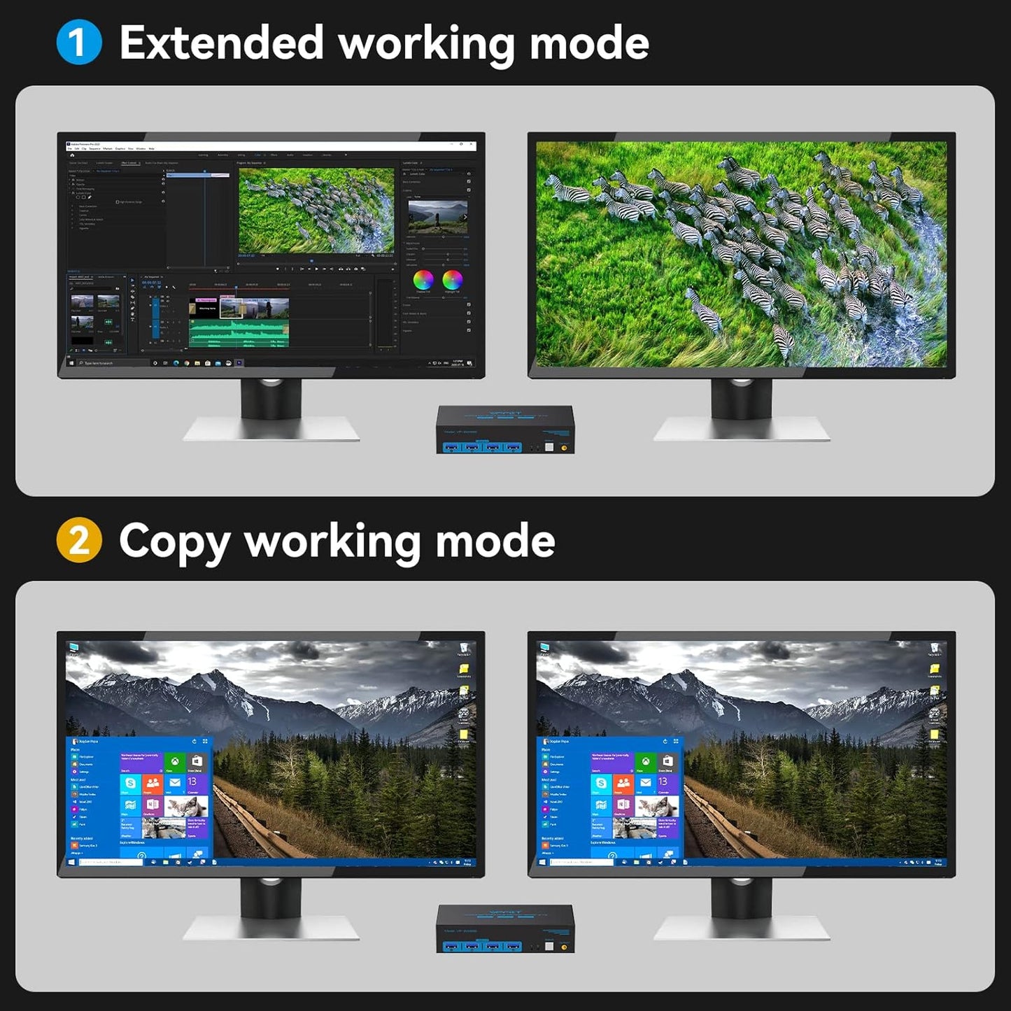 4K@120Hz Kvm Switch 2 Monitors 2 Computers 8K@60Hz HDMI Displayport Dual Monitor KVM Switches 2 Ports for 2 PC Share Mouse Keyboard and 2 Screens with USB 3.0 Cables and Extended Controller