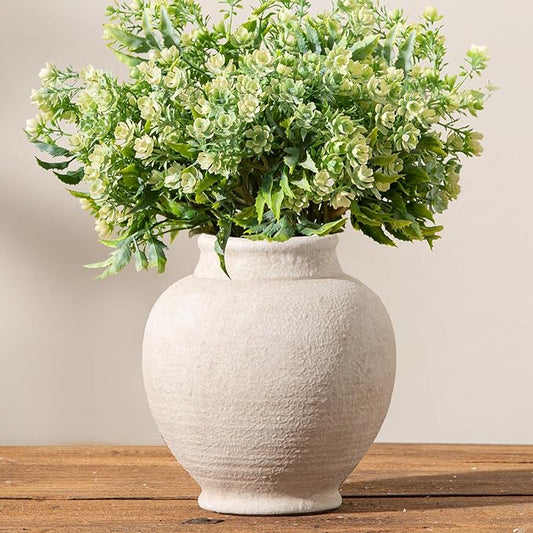 Ceramic Rustic Farmhouse Vase, Small Flower Vase Decorative Vase Short Pottery Vases for Home Decor Table Living Room Entryway Mantel Bookshelf Bedroom Bathroom Kitchen - 6" W
