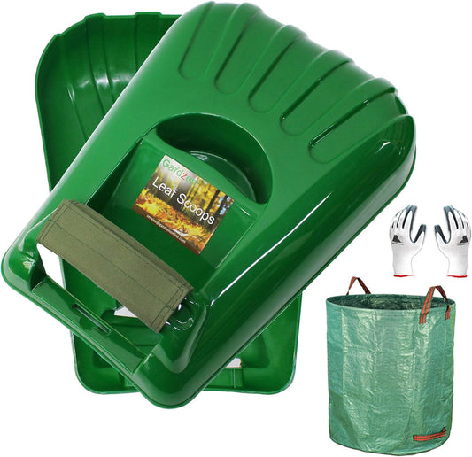 Gardzen Large Leaf Scoop Hand Rakes, Debris and Yard Waste Removal, Comes with 72 Gallon Garden Bag, Work Gloves, Protective Pads
