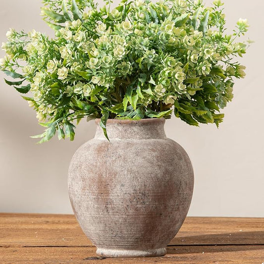 Ceramic Flower Vase, 6 Inch Small Rustic Farmhouse Vase Decorative Vases Home Decor Short Pottery Vases for Bookshelf Centerpiece Table Living Room Entryway Mantel Bedroom Bathroom Kitchen - Rustic