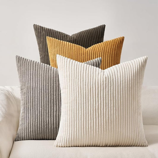 Topfinel Decorative Brown Throw Pillow Covers Cushion Cases, Set of 4 Soft Velvet Modern Double-Sided Designs, Rustic Fall Home Decor, Pillow Inserts Not Included 24x24 inch