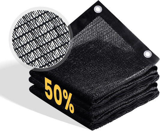 VICLLAX 50% Shade Cloth, 10x15FT Durable Black Mesh Trap with Every 3 FT Grommet, Sun Shade Fabric Netting for for Plants Cover, Greenhouse, Chicken Coop, Barn Kennel, Garden Patio