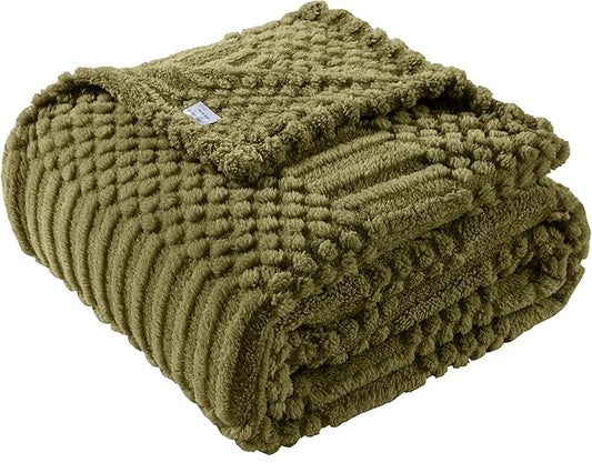90x104 Inch Green King Size Blanket - Soft & Fluffy Fleece, Neutral Tan Color, Cute & Aesthetic, Perfect for Sofa, Couch, Bed, Living Room & Bedroom, All-Season Use, Plush & Cozy Decorative Blanket
