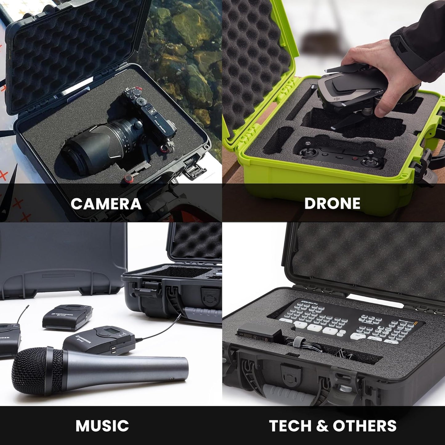 NANUK 910 Hard Case with Customizable Cubed Foam, IP67 Waterproof, Dustproof and Impact Resistant, 14.3” x 11.1” x 4.7”, Rugged Construction for Ultimate Protection, Made in Canada – Lime