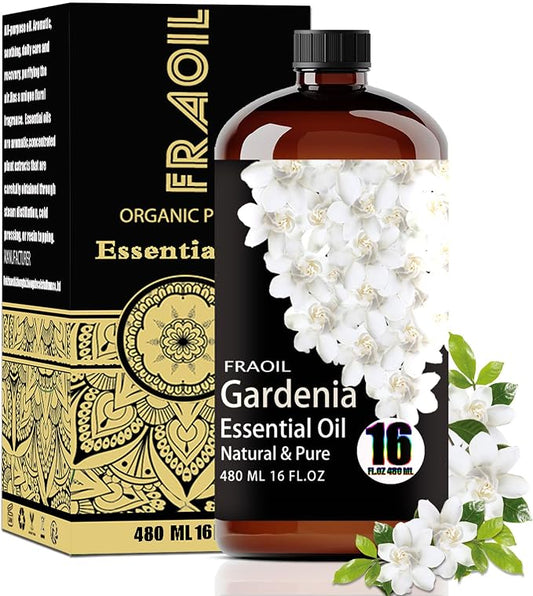 Gardenia Essential Oil, Gardenia Oil 16 Fl Oz 480 ML for Diffuser Humidifier Yoga Cleaning DIY Candle Soap Making Perfume Gift for Women Essential Oils FRAOIL (Gardenia 16 Fl Oz (Pack of 1))