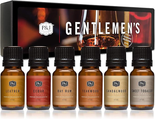 P&J Trading Fragrance Oils for Diffusers for Home Gentlemen's Set Fragrance Scents for Candle Making - Soap Making Supplies - Car Diffuser Scents - Essential Home Gift Set - Cedar, Sandalwood & More