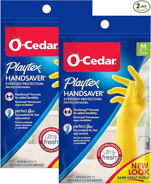 Playtex HandSaver Reuseable Rubber Cleaning Gloves (Medium, 2 Pairs), Everyday Protection Reusable Household Gloves