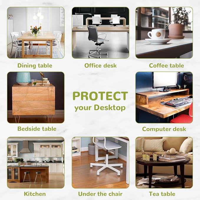 16 x 60 Inch Plastic Table Cover - Clear Protector, 1.5mm Thick Vinyl, Table Mat for Desks