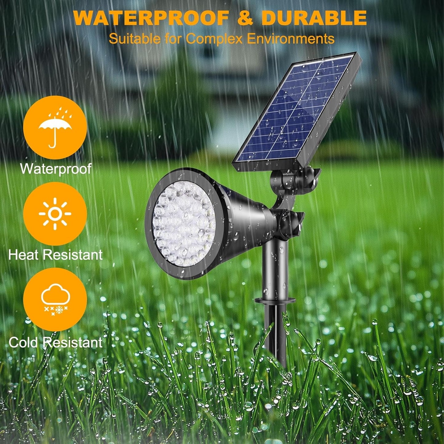 Solar Color Changing Lights, 2 Modes Solar Spotlights Outdoor Waterproof, Adjustable Outdoor Lights for Outside Yard Garden Landscape Pathway Tree Decorations- 4 Pack (Multicolor)