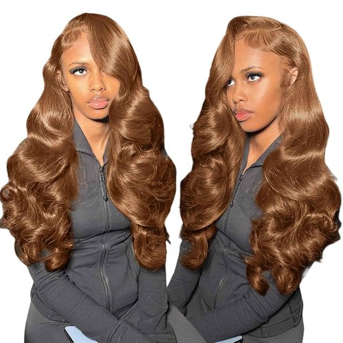 Chocolate Brown Body Wave Lace Front Wig Human Hair 180% Density 24 Inch 13x4 HD Lace Frontal Wigs Human Hair Glueless Human Hair Wigs for Black Women 4# Brown Human Hair Wig