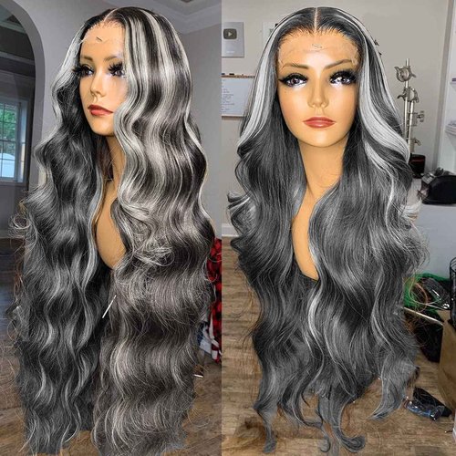 Habiliana Bundles Human Hair 24 26 28 Inch Body Wave P1B/GREY Human Hair Bundles 11A Unprocessed Brazilian Virgin Quick Weave Hair Extensions for Black Women