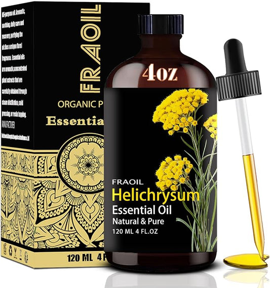 Helichrysum Essential Oil, Helichrysum Oil 4 Fl Oz 120ML for Diffuser Humidifier Yoga Cleaning DIY Candle Soap Making Perfume Gift for Women Essential Oils FRAOIL (Helichrysum 4 Fl Oz (Pack of 1))