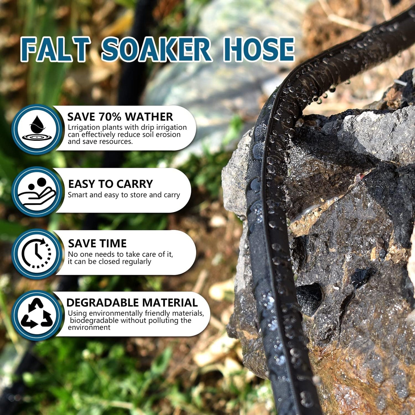 Flat Soaker Hoses for Garden 100 ft 2Pack, Cloth Soaker Hose 200 ft for Efficient & Effective Watering – Garden Soaking Drip Hoses Heavy Duty & Easy to Install(100ftx2)