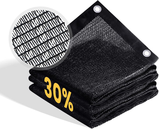 VICLLAX 30% Shade Cloth, 7x7FT Durable Black Mesh Trap with Every 3 FT Grommet, Sun Shade Fabric Netting for for Plants Cover, Greenhouse, Chicken Coop, Barn Kennel, Garden Patio