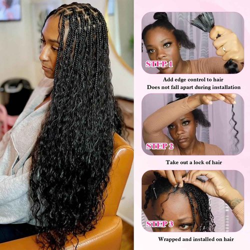 Deep Wave Bulk Human Hair for Braiding 100% Unprocessed Brazilian Virgin Human Hair for Boho Knotless Braids 100g 28 Inch Human Hair Braiding Hair 1B Braiding Hair No Weft