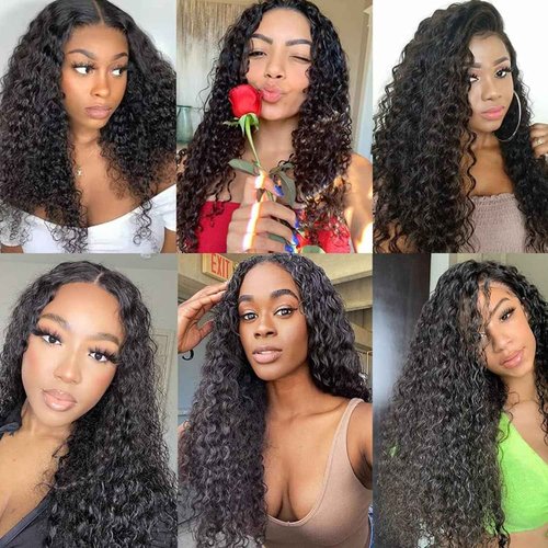 Wet and Wavy Bundles Human Hair with Closure 20 22 24+20inch Water Wave 3 Bundles and Lace Closure 10A Brazilian Curly Sew in Quick Weave Human Hair Extensions Free Part Natural Color