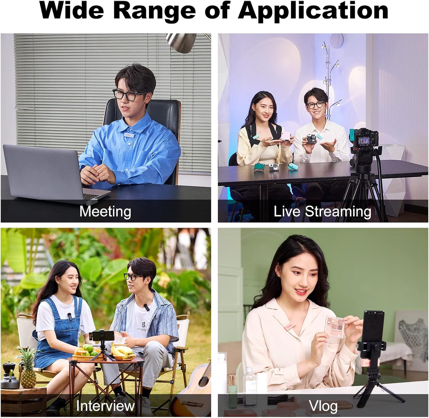 GODOX 【2025 Latest Model】 Movelink Mini UC Kit Wireless Microphone System, 2.4GHz Lavalier Mic 100m(328ft.) Range with Charging Case for Android, Camera, Vlogger, Youtuber, Interviewer(White)