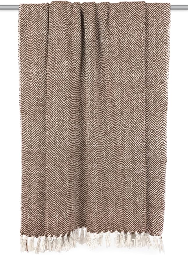 DII Chevron Throw Collection Handloomed Cotton, 50x60, Dark Brown (Pack of 2)