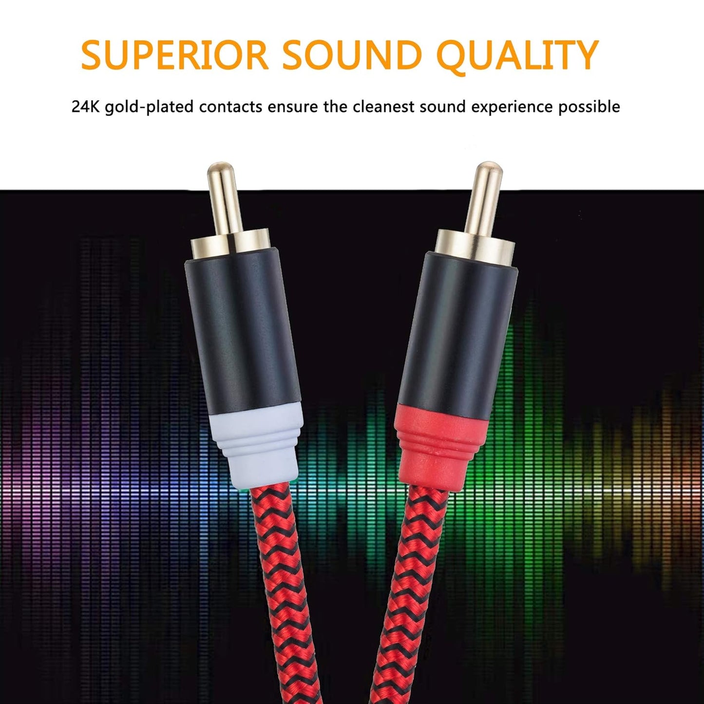 RCA Cable 10Ft,2Rca Male to 2-RCA Male Audio Stereo Subwoofer Cable [Hi-Fi Sound] Nylon-Braided Auxiliary Audio Cord for Home Theater, HDTV, Amplifiers, Hi-Fi Systems,Speakers and etc(10Ft/3M)