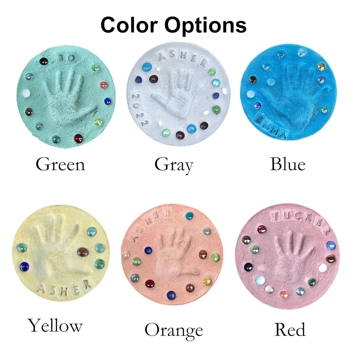 DIY Stepping Stone Kit with Color Pigment, Handprint Stepping Stone, Mother's Day Gift, Footprint Stepping Stone (8 Inch + Stamp Set, Gray)