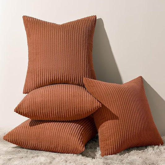 Topfinel Decorative Terracotta Throw Pillow Covers Cushion Cases, Set of 4 Soft Velvet Modern Double-Sided Designs, Rustic Fall Home Decor, Pillow Inserts Not Included 22x22 inch