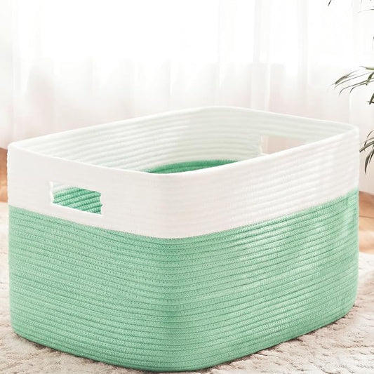 Artfeel Blanket Basket,Rectangle Woven Baskets for Storage,100L Laundry Basket for Decorative Nursery Blanket,Toys,Dirty Clothes and Magazine in Shelves,Baby Room,and Living Room