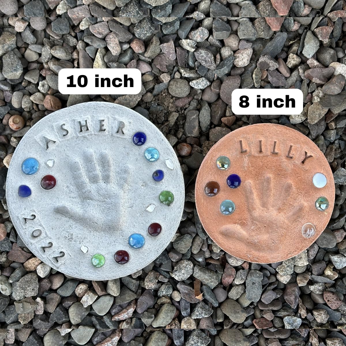DIY Stepping Stone Kit with Color Pigment, Handprint Stepping Stone, Mother's Day Gift, Footprint Stepping Stone (10 Inch, Green)