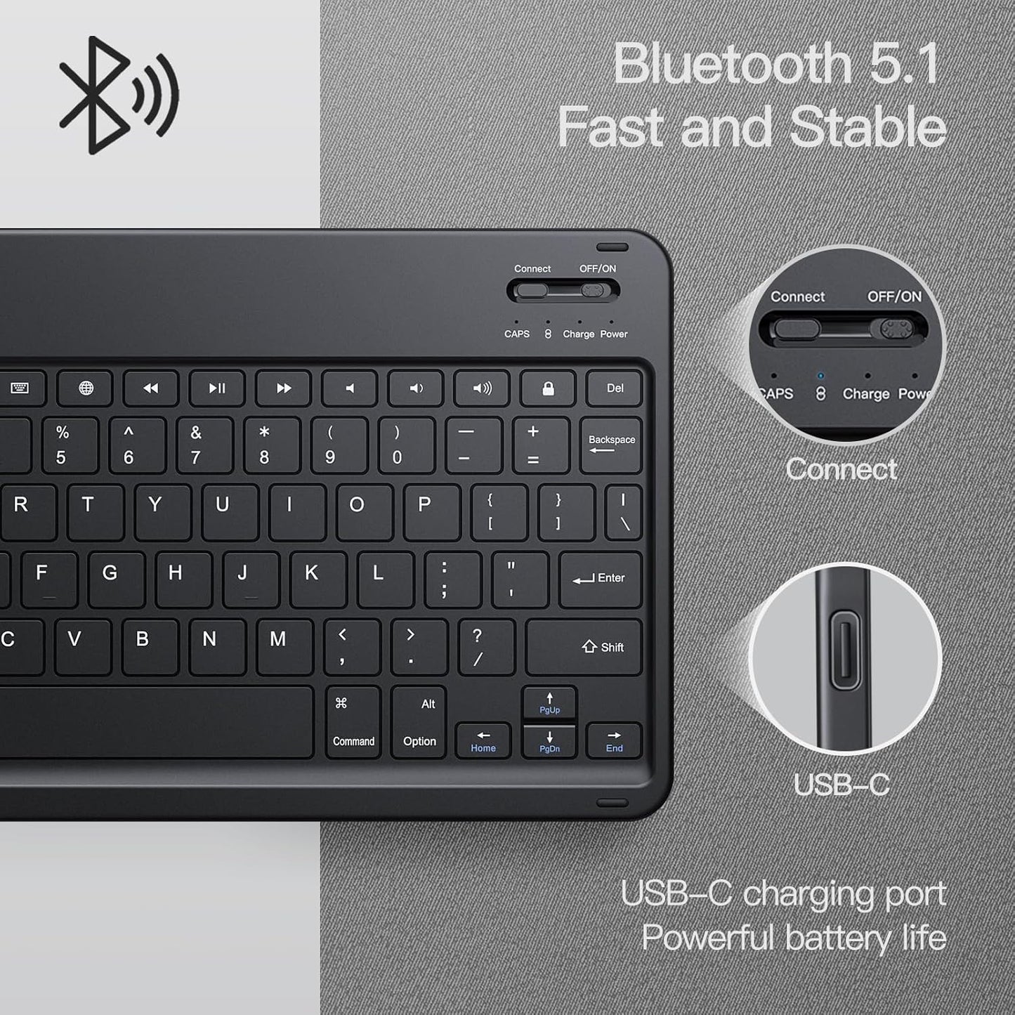JETech Keyboard Case for iPad Air 11-Inch M3/M2 (2025/2024), iPad Air 5th/4th (10.9-Inch 2022/2020) with Pencil Holder, Magnetic Detachable Bluetooth Keyboard, TPU Back Stand Cover (Space Gray)