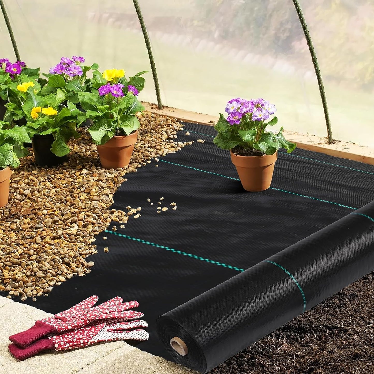 4ftx100ft Heavy Duty Weed Barrier Landscape Fabric – Durable Woven Driveway Garden Cloth for Weed Control, Ground Cover, Landscaping – Long-Lasting Geotextile Fabric – 3.2oz
