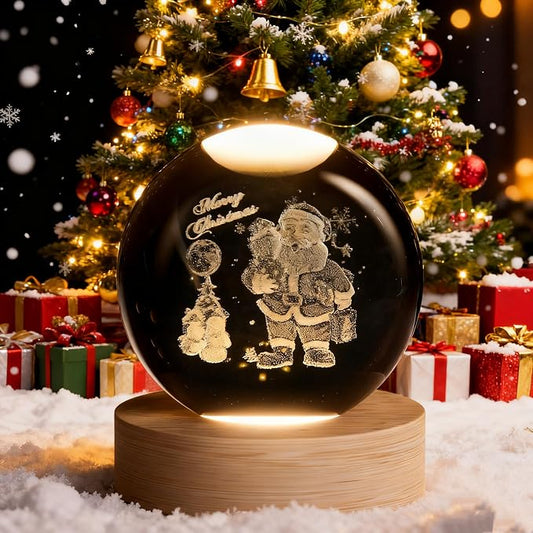 Christmas Decorative Snowman Crystal Ball, 2.4 inch Glass Ball Santa Claus Sphere, Snow Ball Crystal Display Sculpture Home Decor Crafts for Girls Women Friends Office Desk