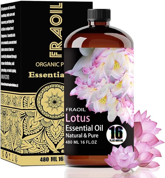 Lotus Essential Oil, Lotus Oil 16 Fl Oz 480 ML for Diffuser Humidifier Yoga Cleaning DIY Candle Soap Making Perfume Gift for Women Essential Oils FRAOIL (Lotus 16 Fl Oz (Pack of 1))