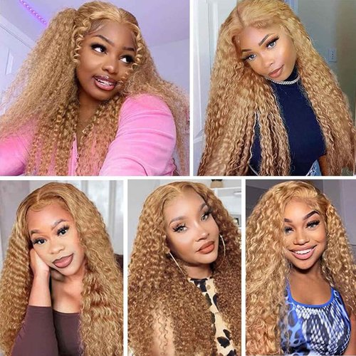 Fabimiya 22 24 26 Inch Human Hair Bundles Honey Blonde 27# Jerry Curly Bundles Human Hair 100% Unprocessed Soft Sewn In Hair with Double Weft for Black Women