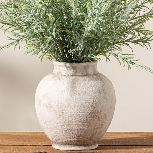 Ceramic Flower Vase, Rustic Farmhouse Decorative Vase Pottery Pampas Grass Vases for Home Decor Table Living Room Entryway Mantel Bookshelf Bedroom Bathroom Kitchen - 6.7" D