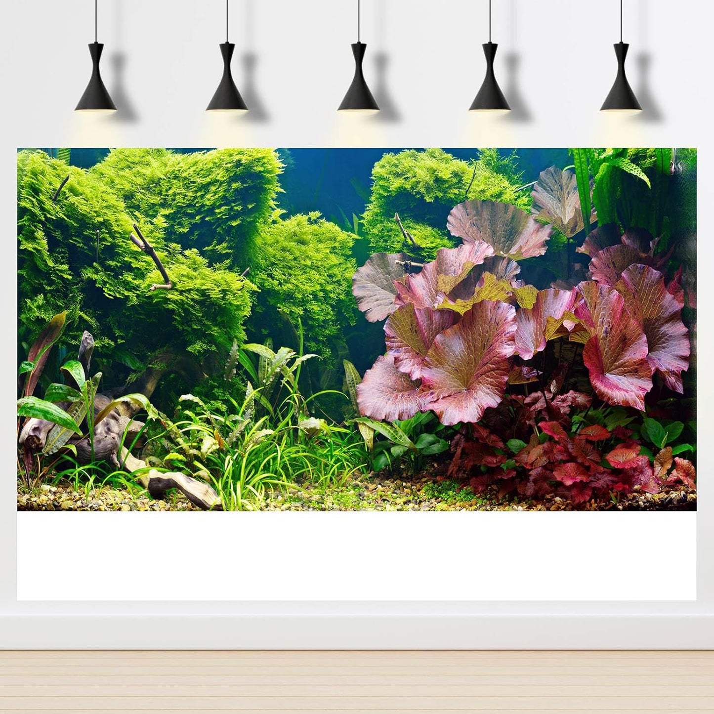 Aquarium Background Underwater Grass Leaves Pebble Aquarium Backdrop Vivid and Fresh Green Aquatic Plant Background Stone River Bed DeadWood Purple Leaves Tank Background Decor Vinyl 36x24in