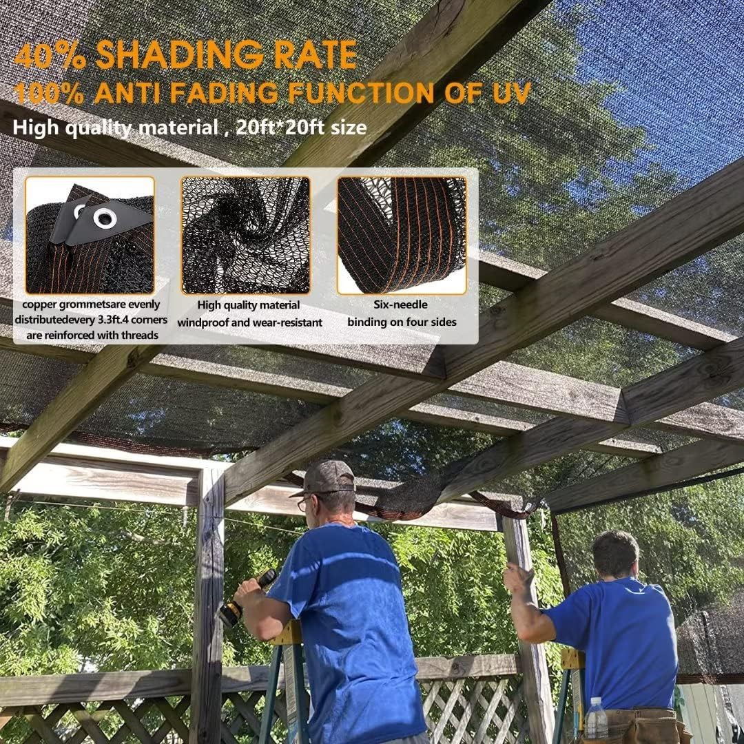 QLOFEI 40-50% Shade Cloth with Grommets, Sunblock Mesh Tarp Shade Neting Cover for Plant Greenhouse, Easier to Hang Shade Cloth for Patio Kennel Chicken Coop Lawn Pool Garden Shade Sail, 10x17 FT