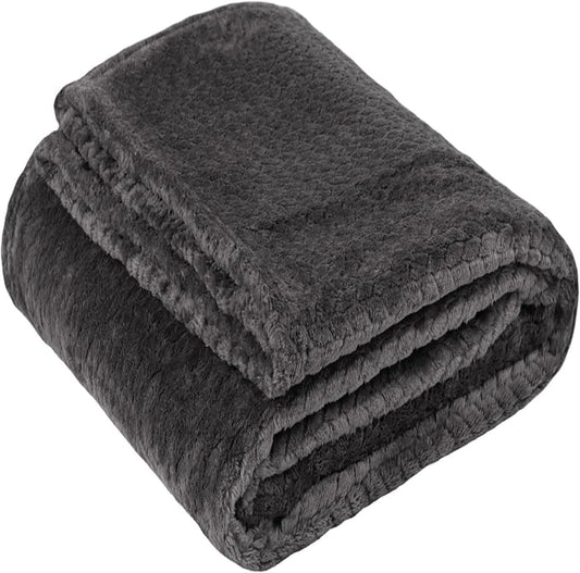 Waffle Knit Textured Throw Blanket Soft for Couch, Sofa, Twin Bed, Kids, Adults, 50” x 60” Chenille Knit Blanket, Boho Throw Blanket for Home Decor 250 GSM (Slate Grey)