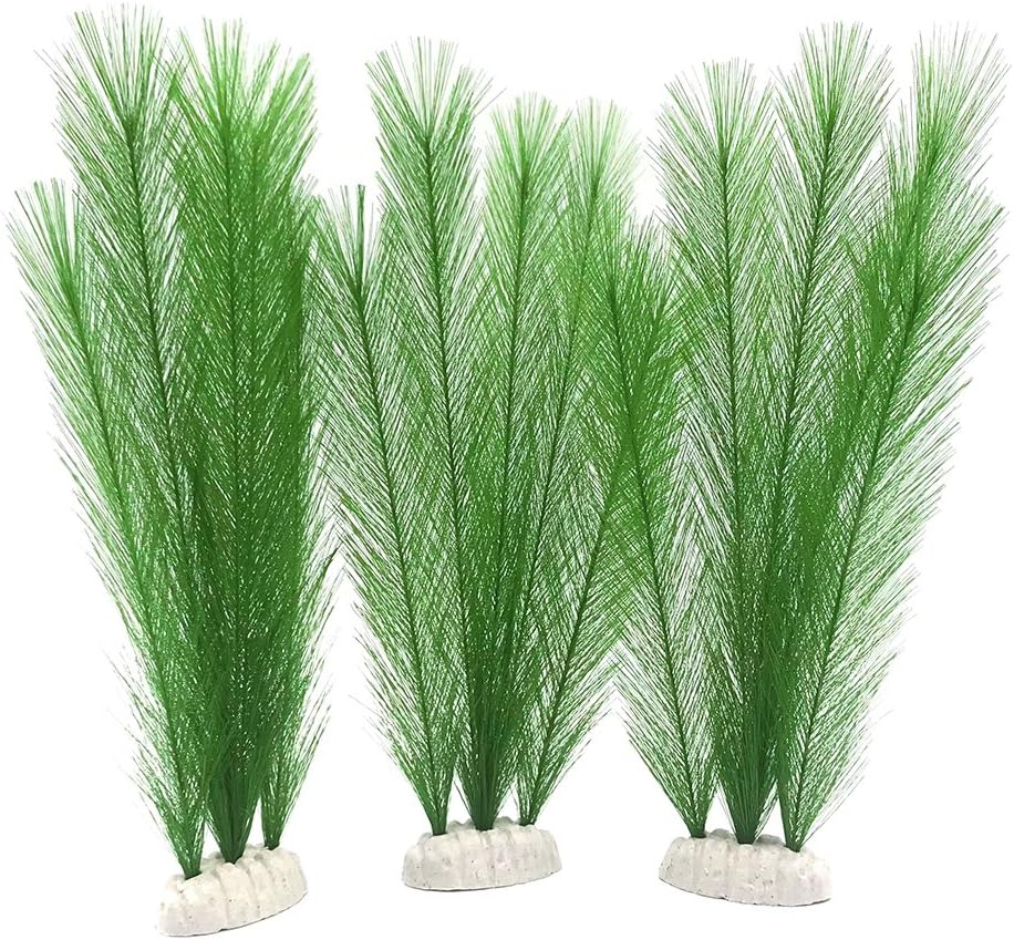 BEGONDIS Aquarium Decorations 3Pcs Fish Tank Artificial Green Water Plants Made of Silk Fabrics Plastic