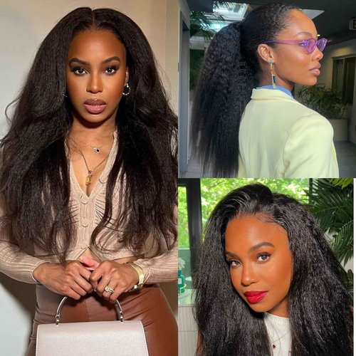 Knotless Pre-Separated Crochet Hair extensions Afro Kinky Straight hair feather crochet 100% human hair extensions for Women Natural Color 18 Inch 60g