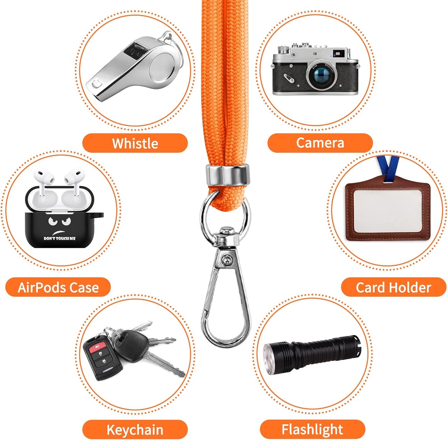 CACOE Cell Phone Lanyard Universal Crossbody Multifuctional Lanyard Compatible with Most Smartphones (Orange, 30"（Neck Strap×1）+8""（Wrist Strap×1）)"