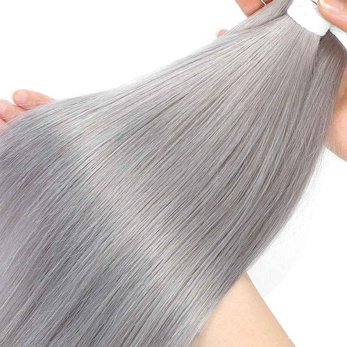 Condescension Brazilian Human Hair Bundles Sliver Grey 22 24 26 Inch Kinky Yaki Wave 3 Bundles Human Hair 100% Unprocessed Remy Brazilian Virgin Weave Hair Grey for Women