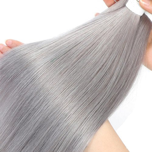 Condescension Brazilian Human Hair Bundles Sliver Grey 16 18 20 Inch Kinky Yaki Wave 3 Bundles Human Hair 100% Unprocessed Remy Brazilian Virgin Weave Hair Grey for Women