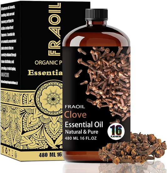 Clove Essential Oil, Clove Oil 16 Fl Oz 480ML for Diffuser Humidifier Yoga Cleaning DIY Candle Soap Making Essential Oils