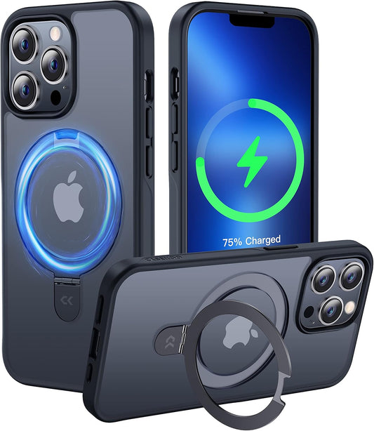 CASEKOO Designed for iPhone 16 Pro Case with Magnetic Invisible Stand [Military Drop Protection] [Compatible with MagSafe] Shockproof Translucent Matte Slim Phone Cover 6.1", Black