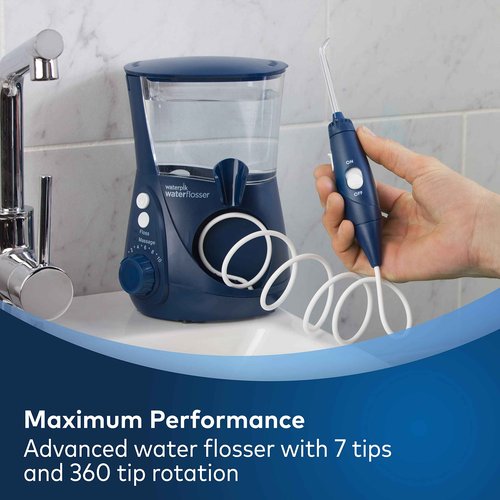 Waterpik Aquarius Water Flosser + 2 Replacement Implant Denture Tips for Water Flossers